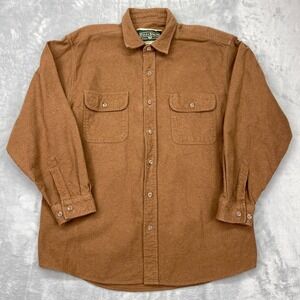 Field & Stream Flannel Shirt Mens XL Brown Classic Fit Flap Pockets Button Up